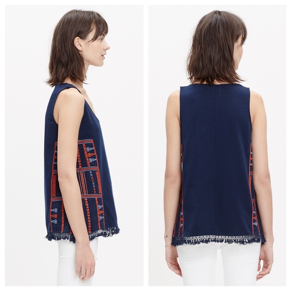 Madewell Embroidered Fringe Tank - Picture 2 of 6